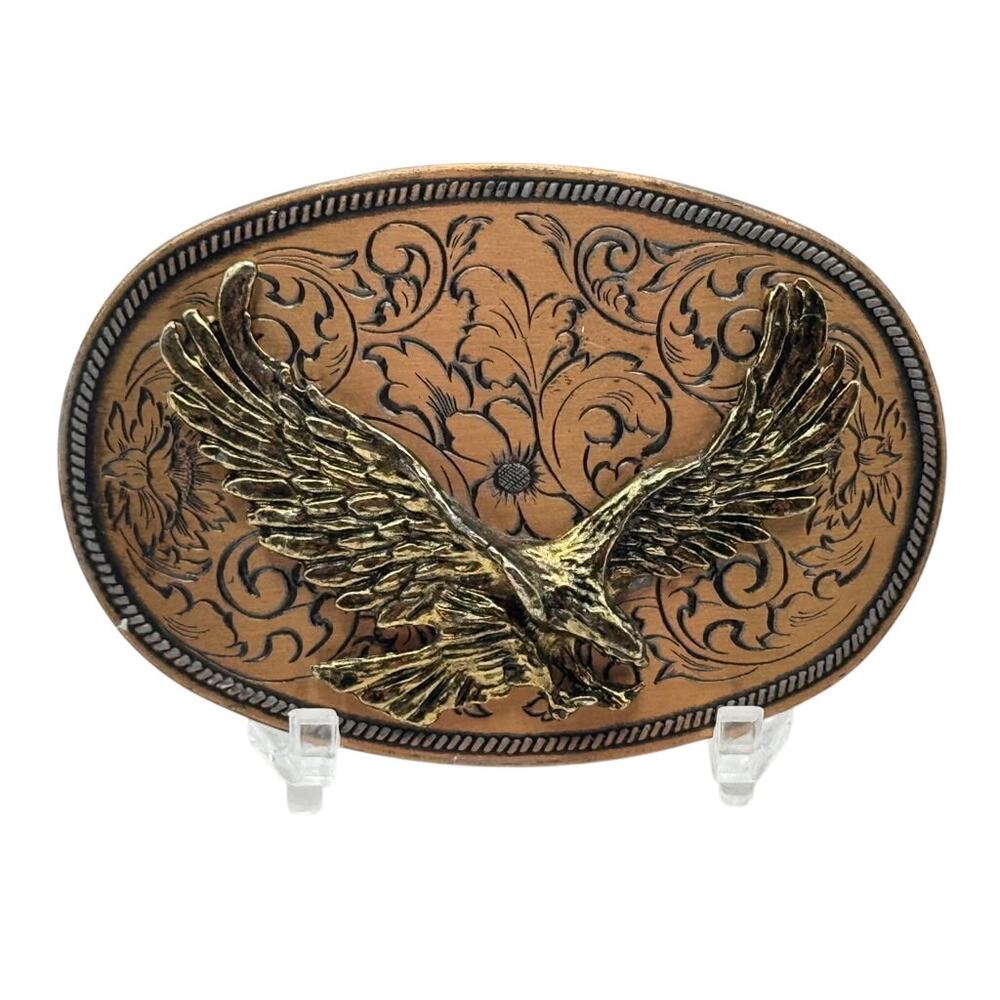 Vintage Flying Eagle Engraved Patriotic Collectible Metal Decorative Belt Buckle